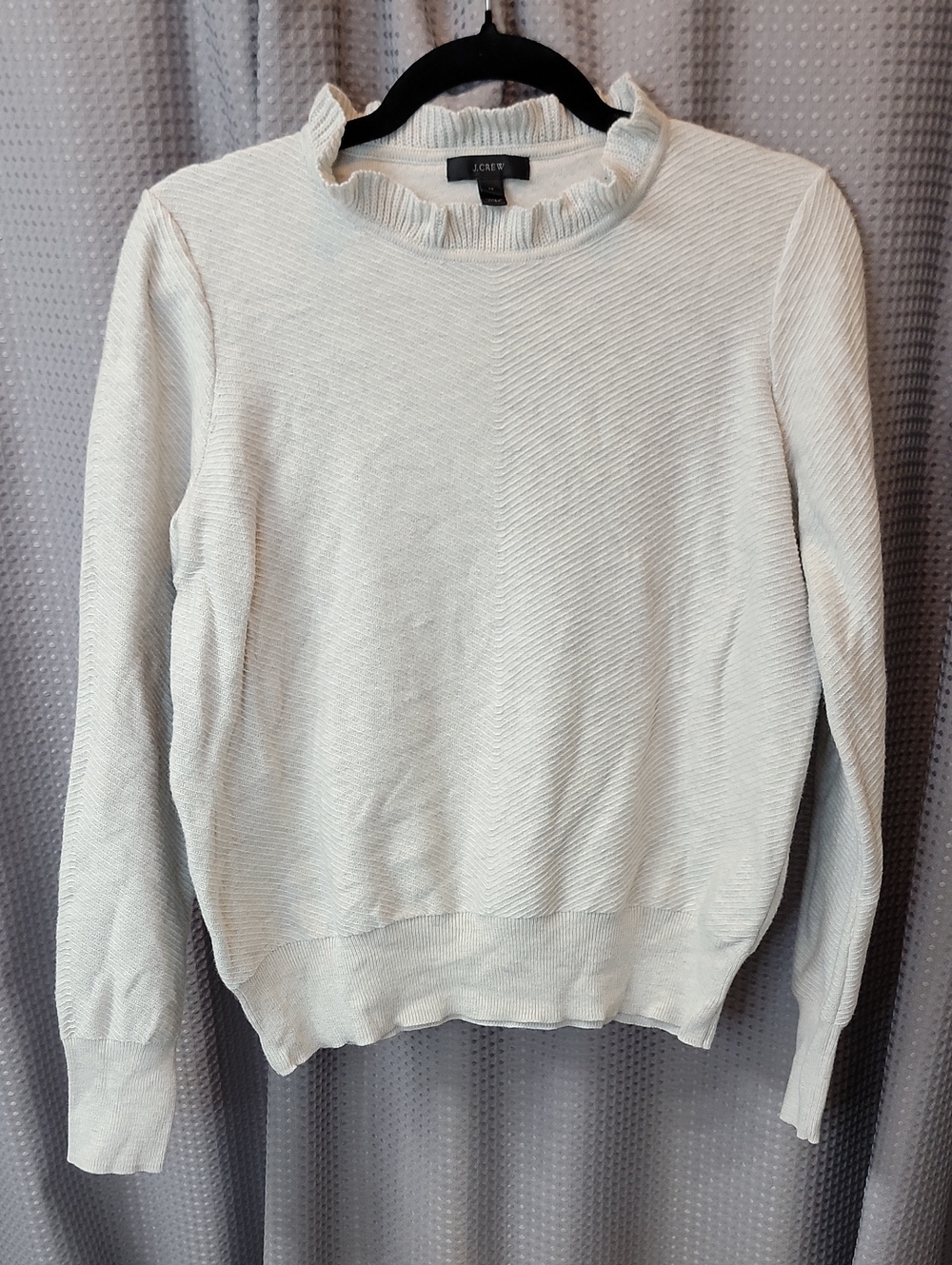 J. Crew Wool Women's Cream Ruffle Neck Sweater Size M